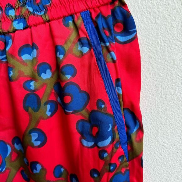 NWT J. Crew Collection SZ 4 Small Drapey Straight Leg Luxury Red Pants Floral - Picture 7 of 9